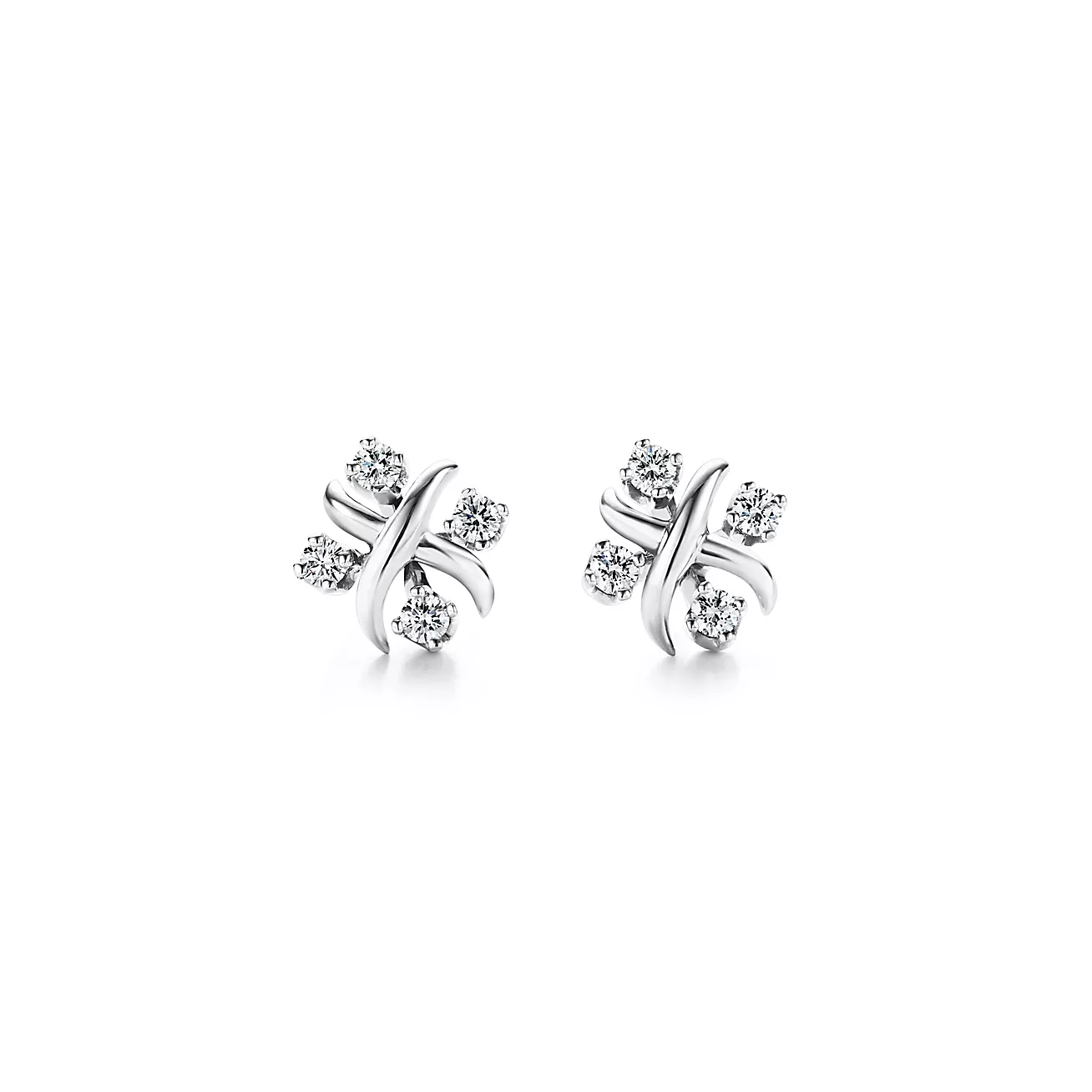 Tiffany Sixteen Stone by Tiffany Earrings in Platinum with Diamonds (1:1 replica)