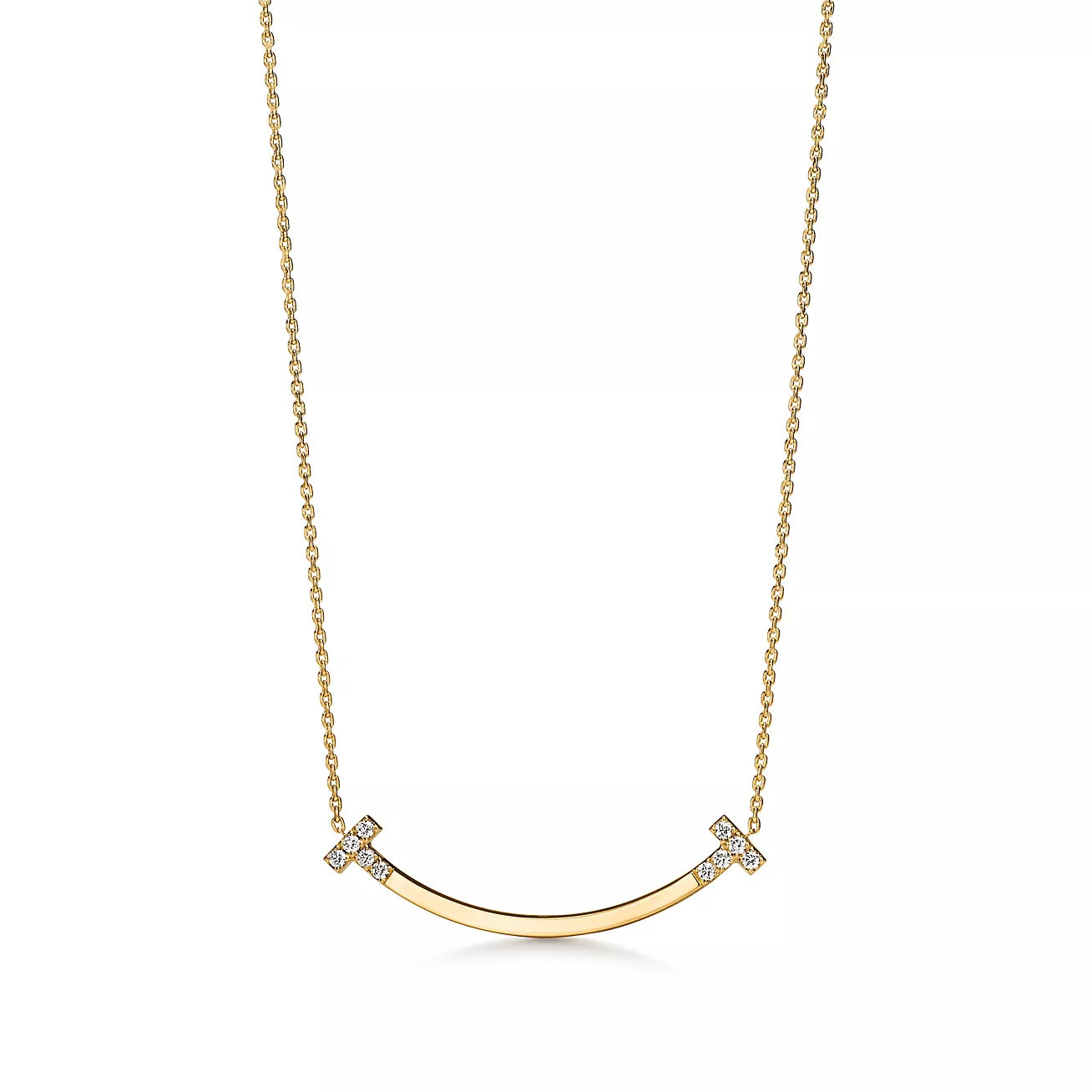 Tiffany T Smile Medium Pendant in Yellow Gold with Diamonds (1:1 replica)