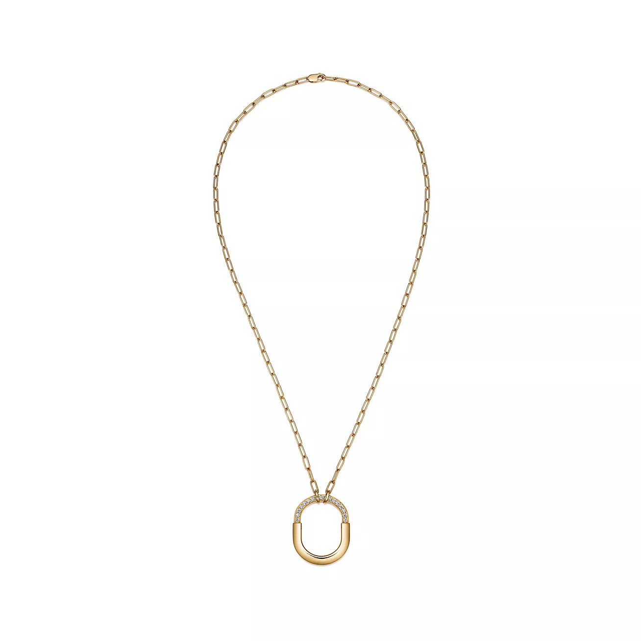 Tiffany Lock Pendant in Yellow Gold with Diamonds, Medium (1:1 replica)
