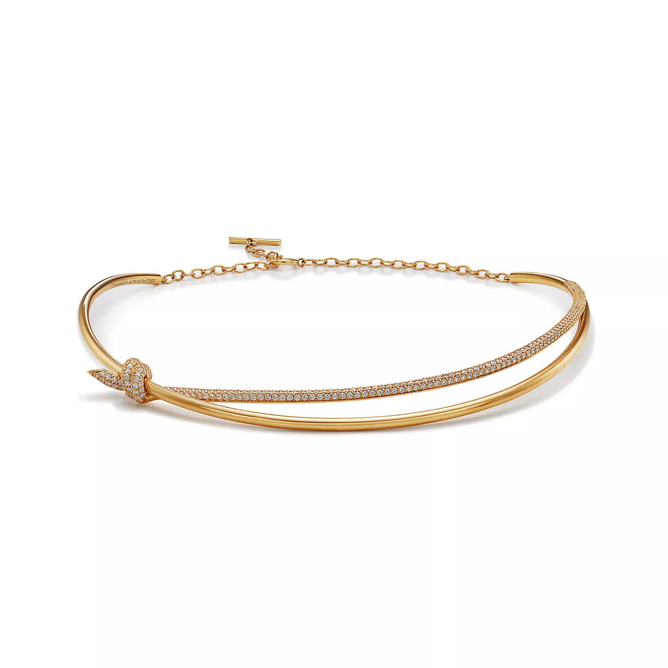 Tiffany Knot Double Row Necklace in Yellow Gold with Diamonds (1:1 replica)