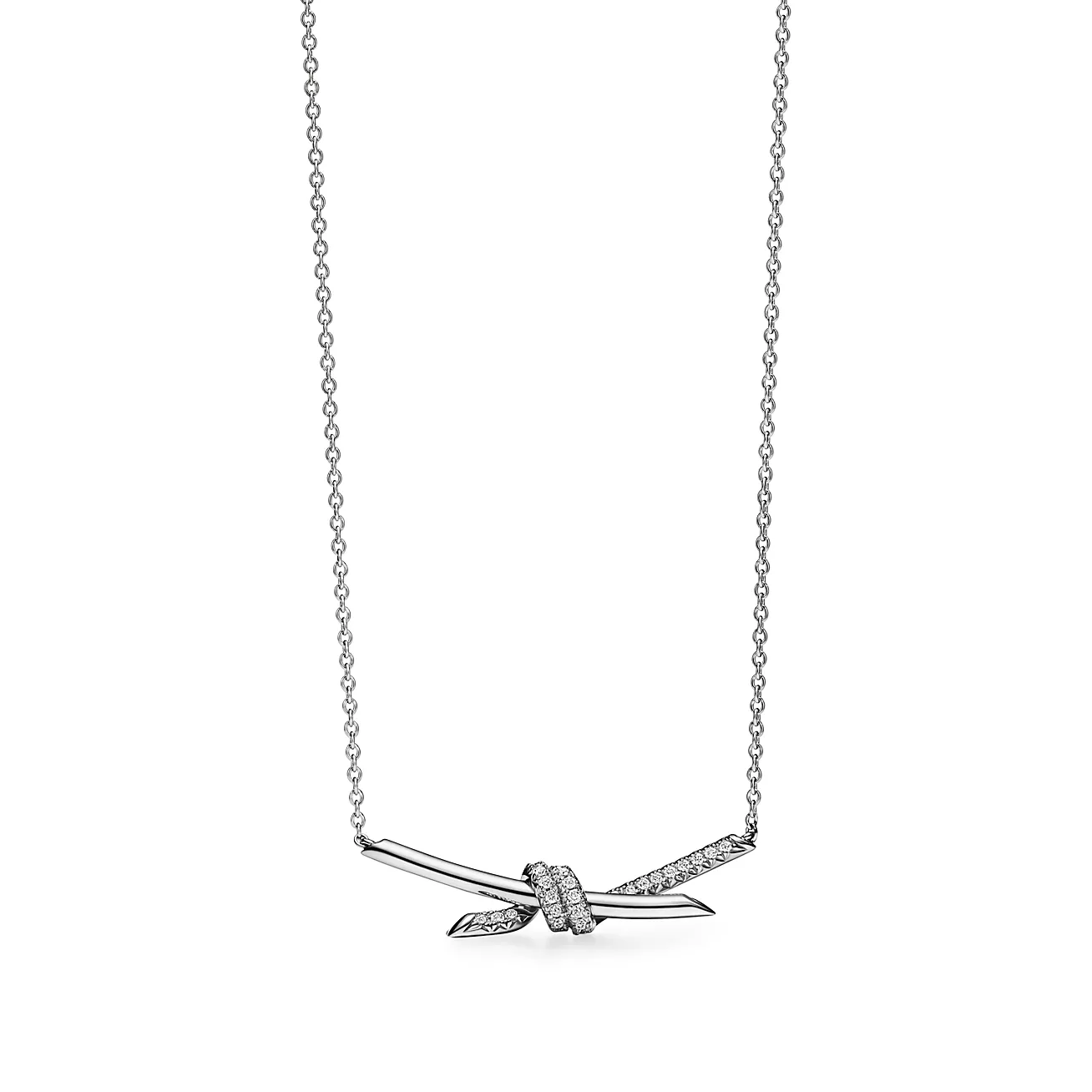 Tiffany Knot Pendant in White Gold with Diamonds (1:1 replica)