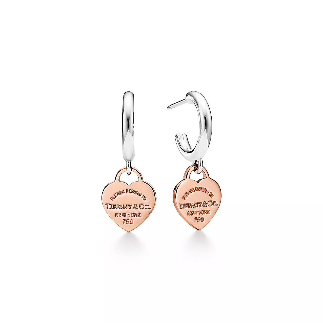 Return to Tiffany® Hoop Earrings in Sterling Silver and Rose Gold, Mini (1:1 replica)