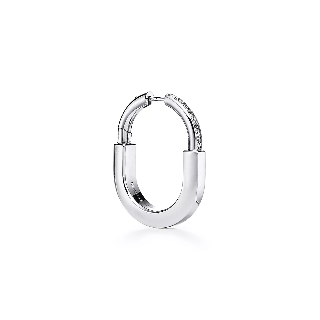 Tiffany Lock Earrings in White Gold with Diamonds, Medium (1:1 replica)