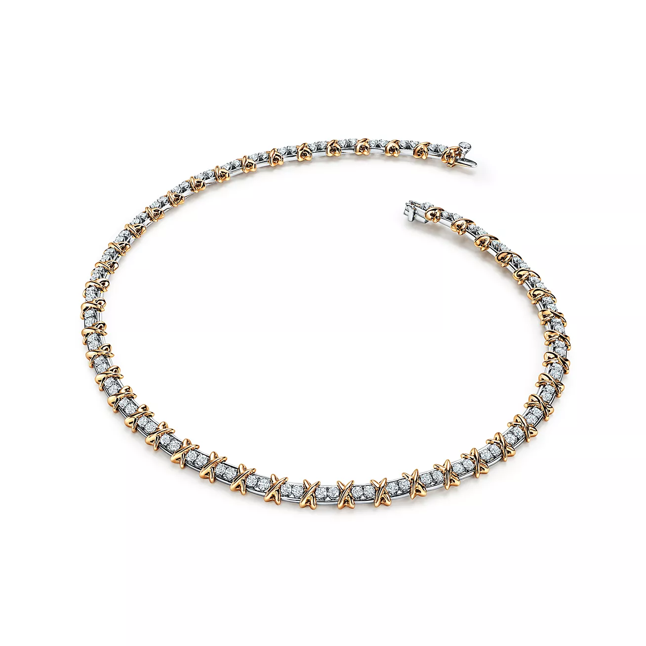 Sixteen Stone by Tiffany Necklace in Platinum and Yellow Gold with Diamonds (1:1 replica)