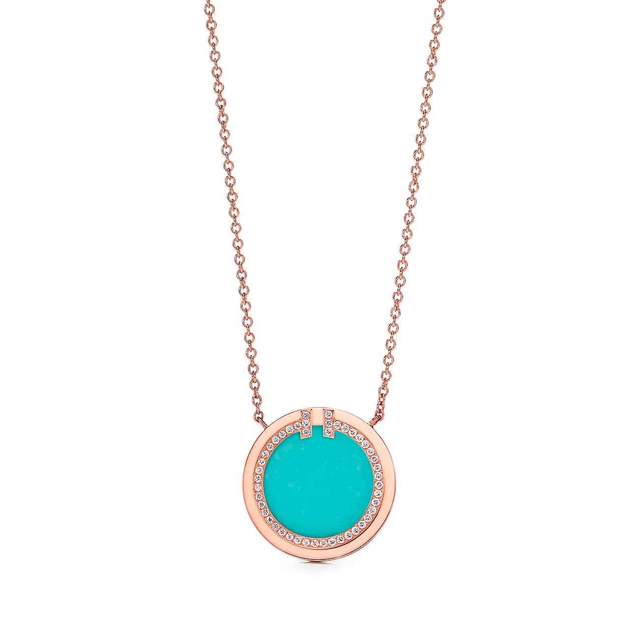 Tiffany T Diamond and Turquoise Circle Pendant (1:1 replica)