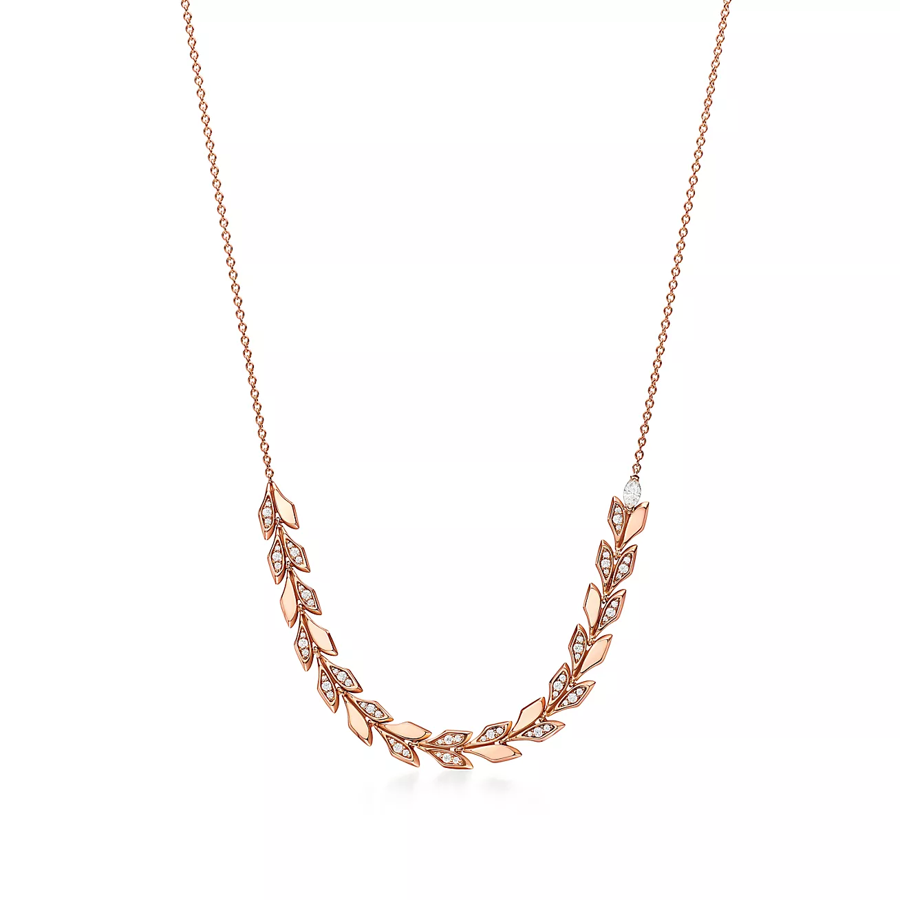 Tiffany Victoria® Vine East West Pendant in Rose Gold with Diamonds (1:1 replica)