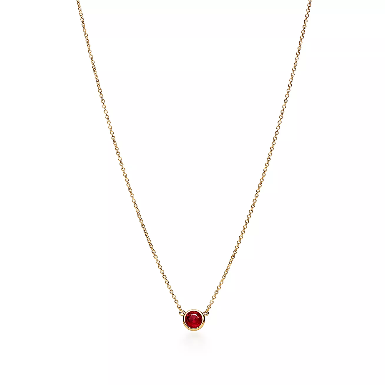 Tiffany Color by the Yard Pendant in Yellow Gold with a Ruby (1:1 replica)