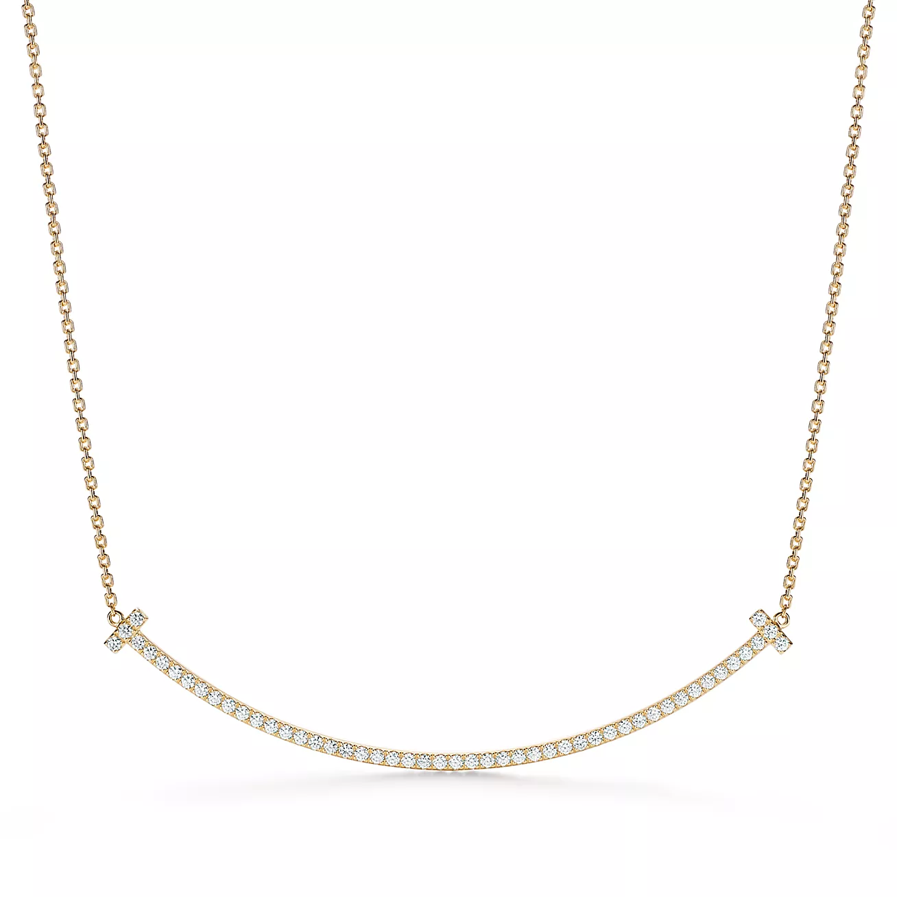 Tiffany T Extra Large Smile Pendant in Gold with Diamonds (1:1 replica)