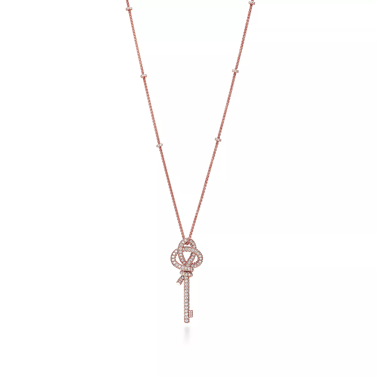 Tiffany Knot Extra Large Key Pendant in Rose Gold with Diamonds (1:1 replica)