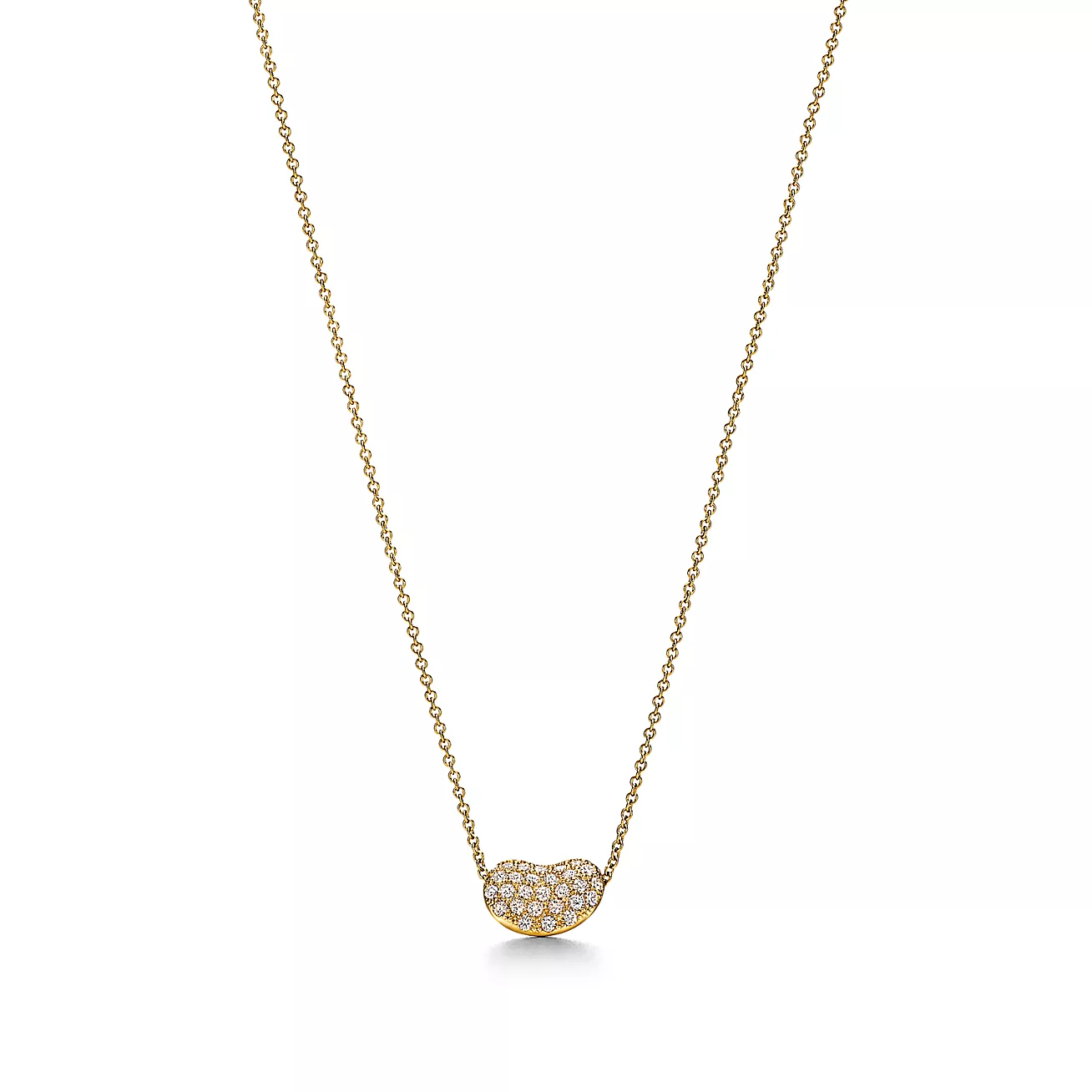 Tiffany Bean® design Pendant in Yellow Gold with Pavé Diamonds, 12 mm (1:1 replica)