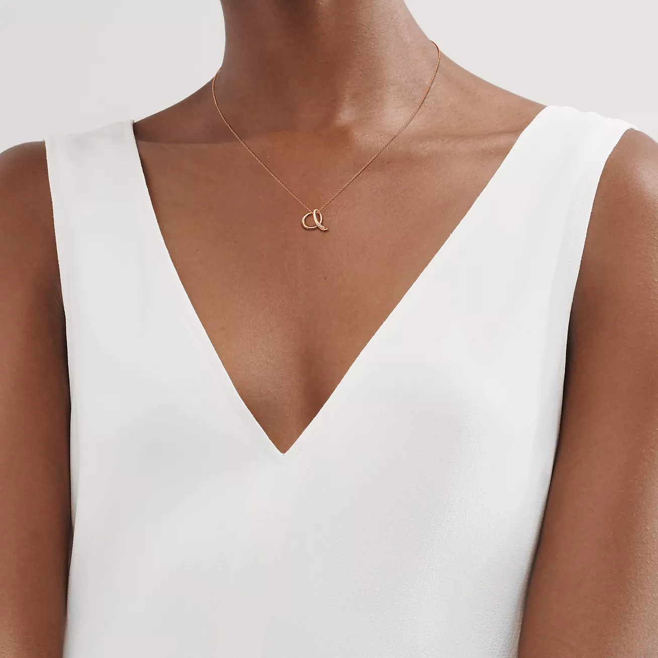 Tiffany Small Alphabet Pendant in Rose Gold with Diamonds (1:1 replica)