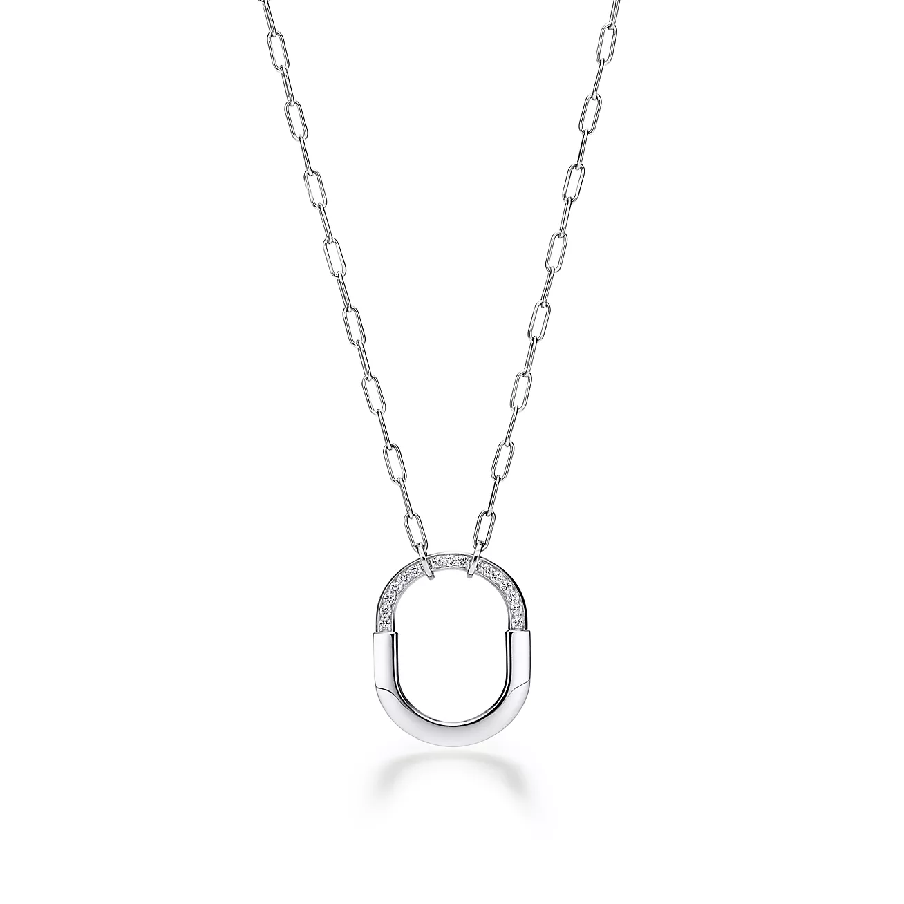 Tiffany Lock Pendant in White Gold with Diamonds, Medium (1:1 replica)