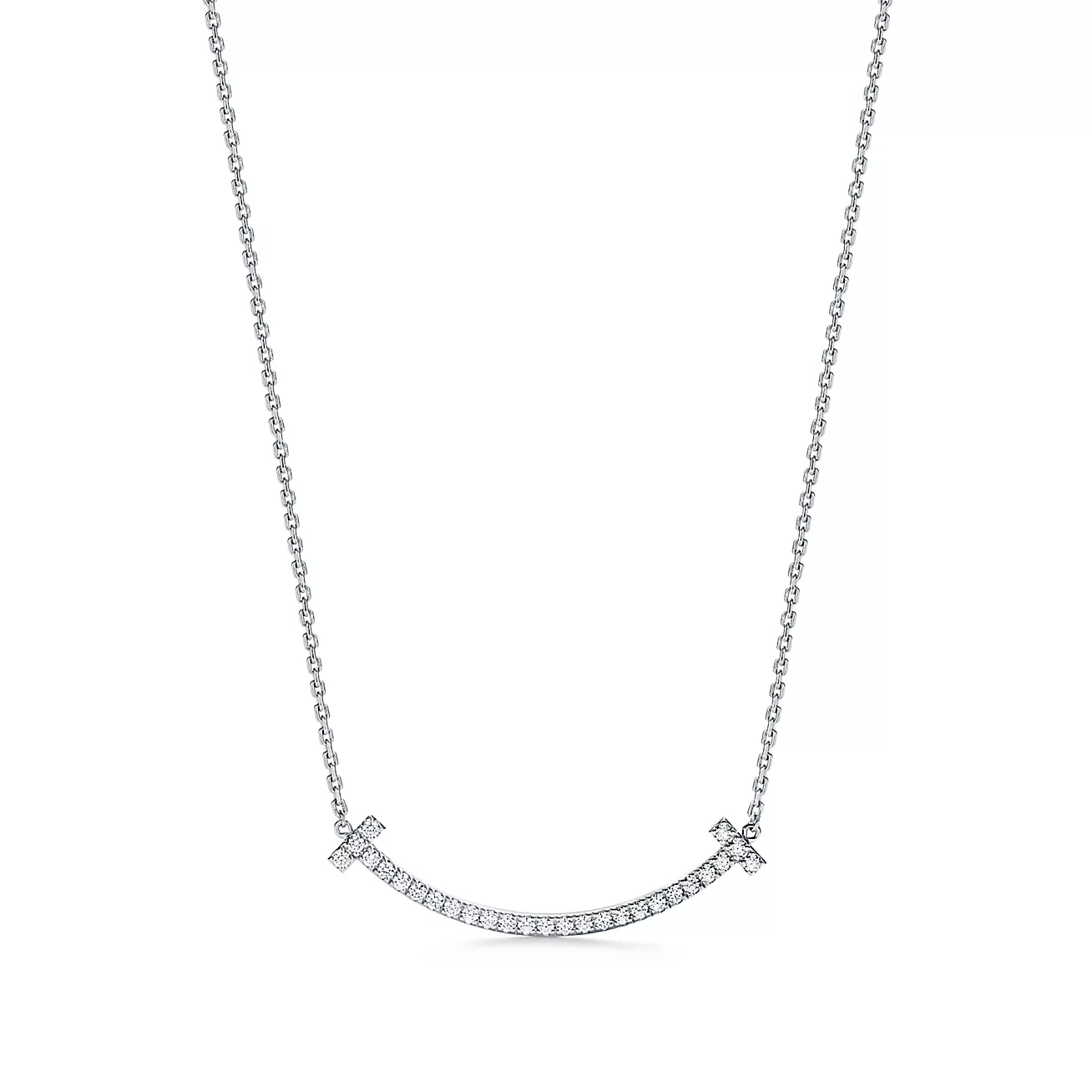 Tiffany T Medium Smile Pendant in White Gold with Diamonds (1:1 replica)