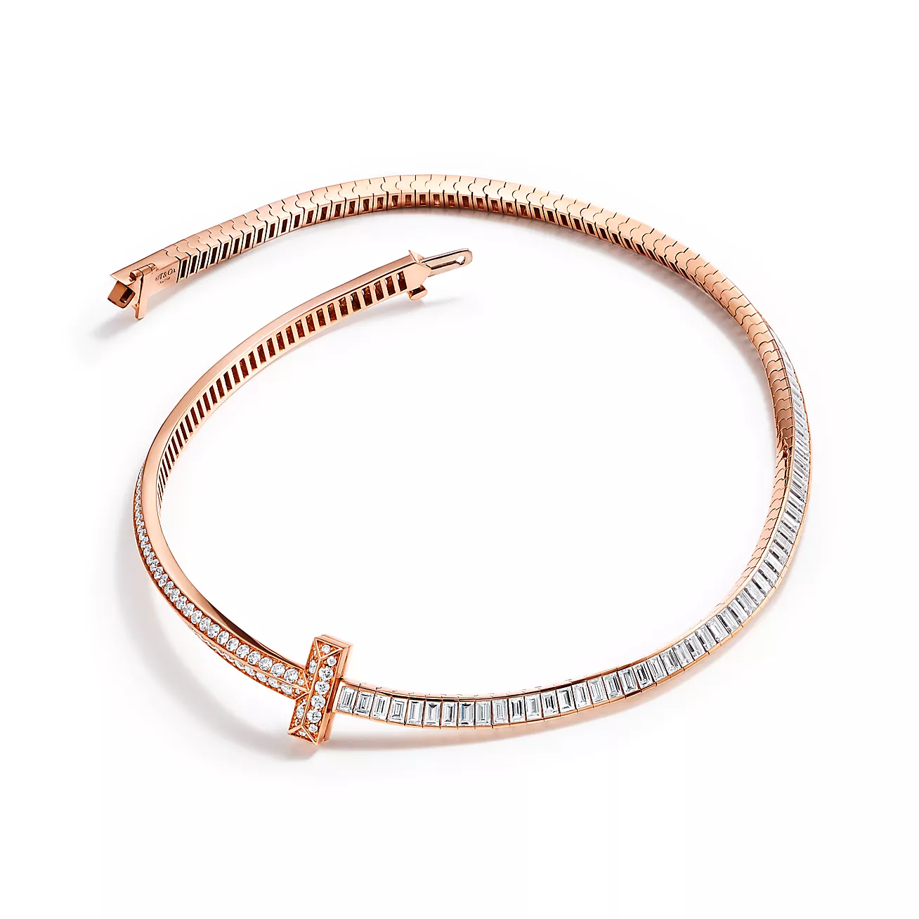Tiffany T T1 Diamond Necklace in 18k Rose Gold (1:1 replica)