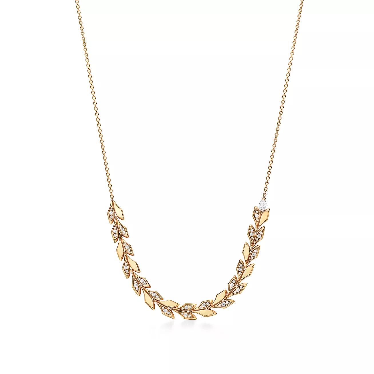 Tiffany Victoria  Vine East West Pendant in Yellow Gold with Diamonds (1:1 replica)