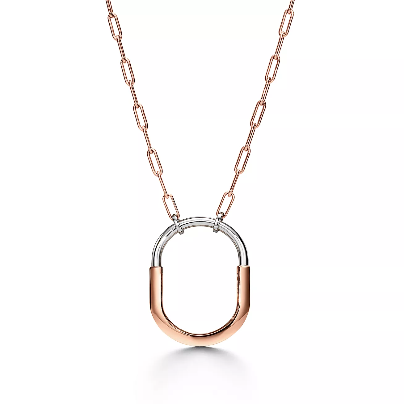 Tiffany Lock Pendant in Rose and White Gold with Diamonds, Extra Large (1:1 replica)