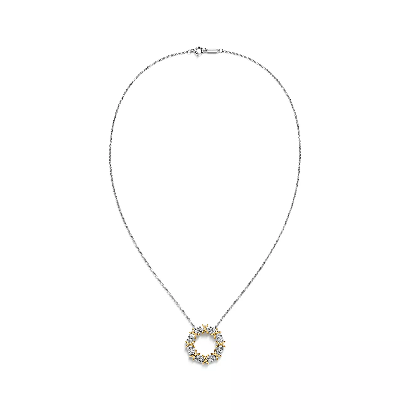 Sixteen Stone by Tiffany Circle Pendant in Platinum & Yellow Gold with Diamonds (1:1 replica)