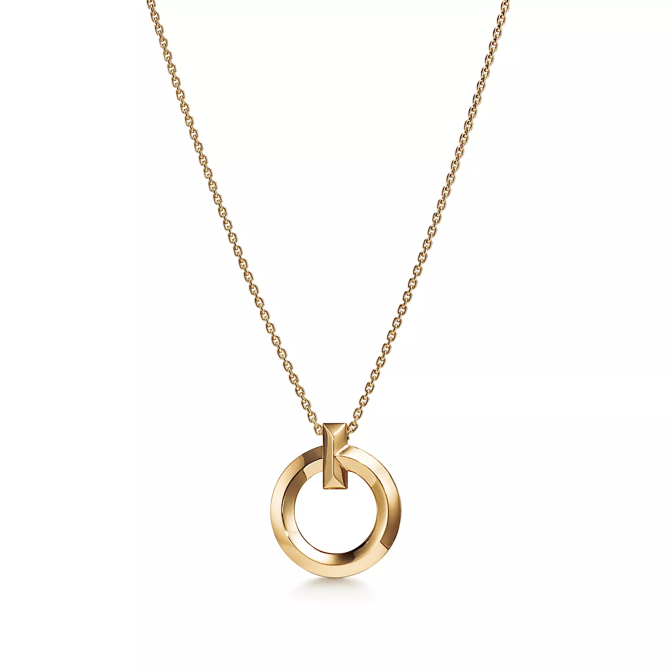 Tiffany T T1 Circle Pendant in Yellow Gold, Small (1:1 replica)