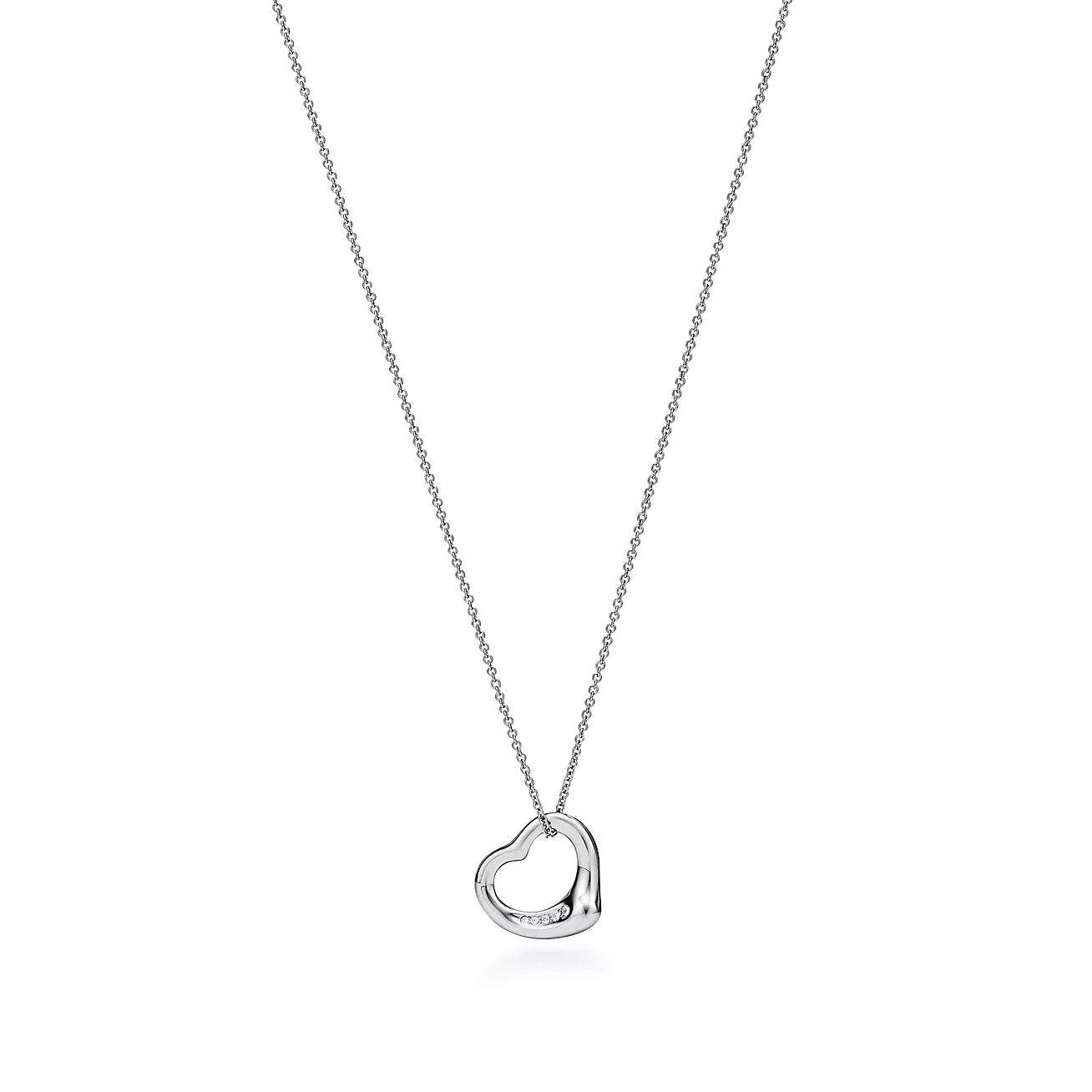 Tiffany Open Heart Pendant in Platinum with Diamonds (1:1 replica)