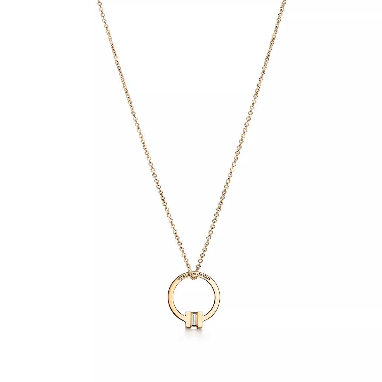Tiffany T Pendant in 18k Gold with a Baguette Diamond (1:1 replica)