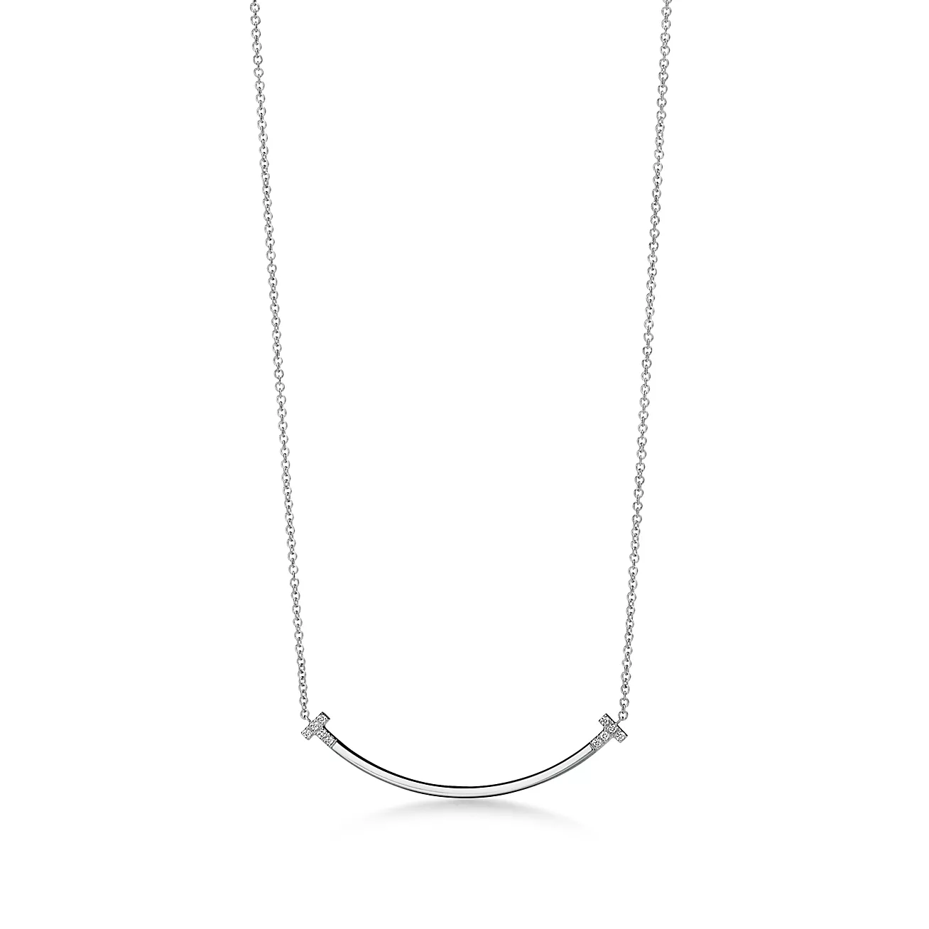 Tiffany T Smile Small Pendant in White Gold with Diamonds (1:1 replica)