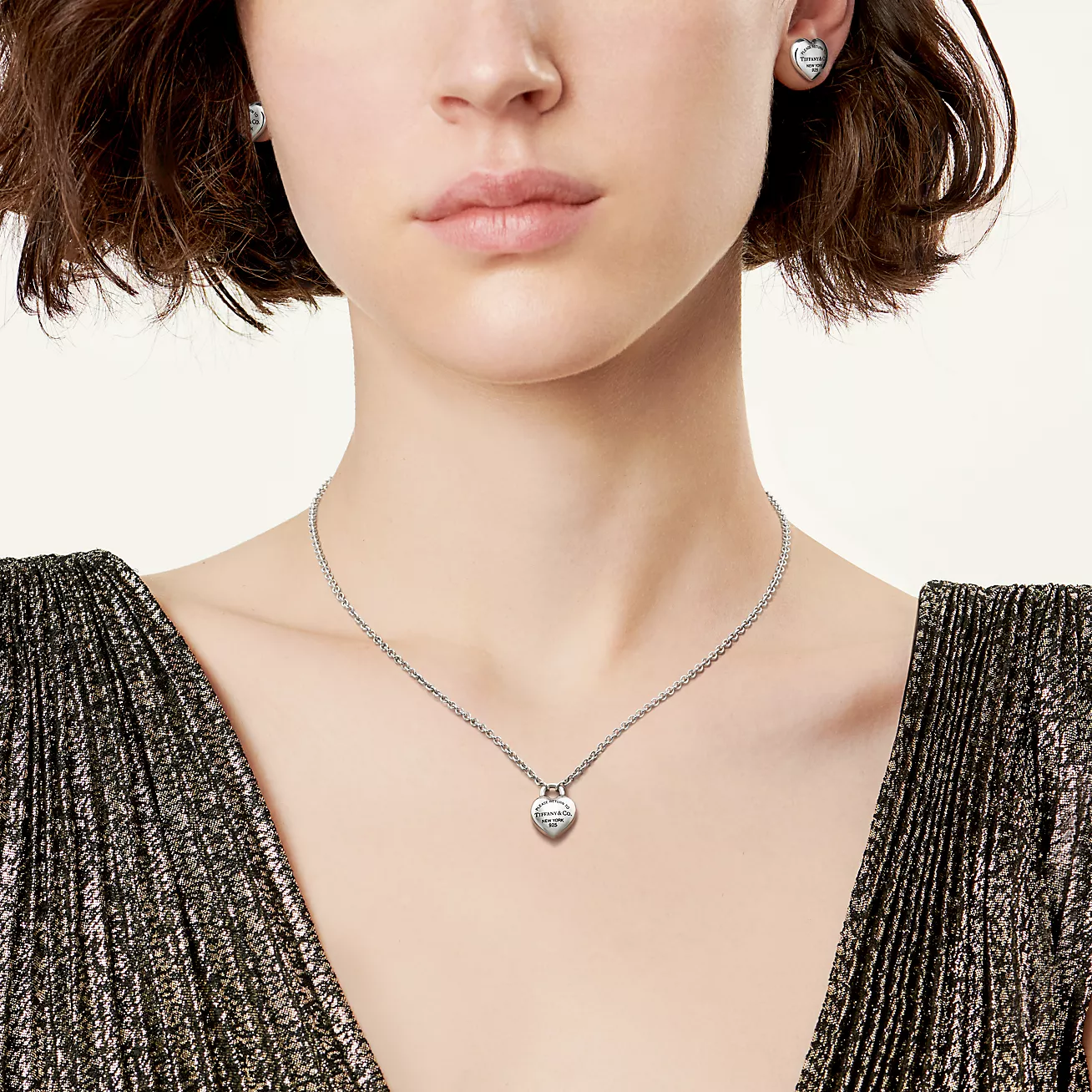 Return to Tiffany® Full Heart Pendant and Earrings Set (1:1 replica)