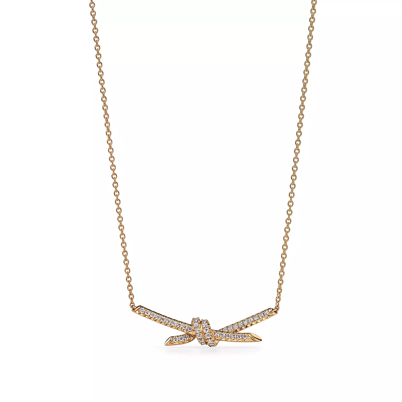 Tiffany Knot Pendant in Yellow Gold with Diamonds (1:1 replica)