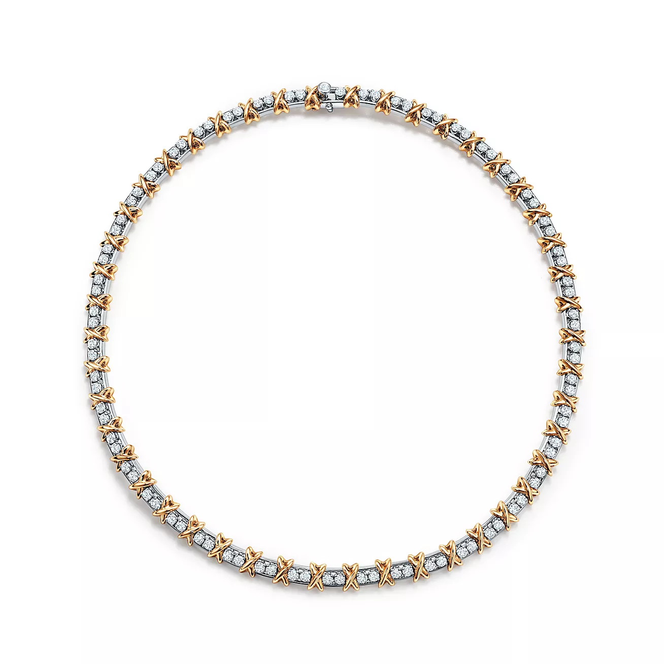 Sixteen Stone by Tiffany Necklace in Platinum and Yellow Gold with Diamonds (1:1 replica)
