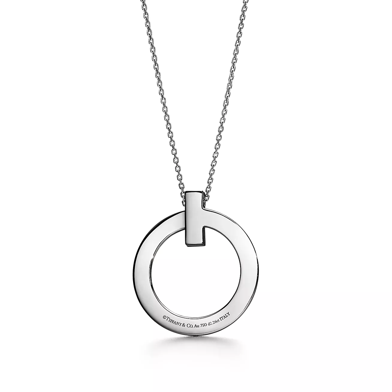 Tiffany T T1 Circle Pendant in 18k White Gold with Diamonds, Large (1:1 replica)