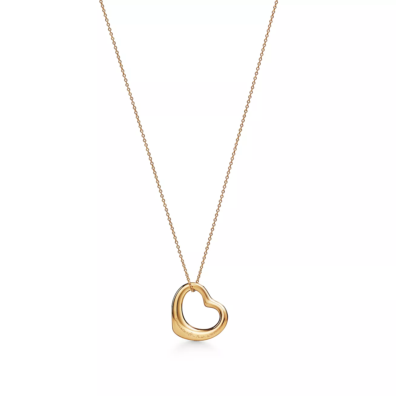 Tiffany Open Heart Pendant in Yellow Gold with Pavé Diamonds (1:1 replica)