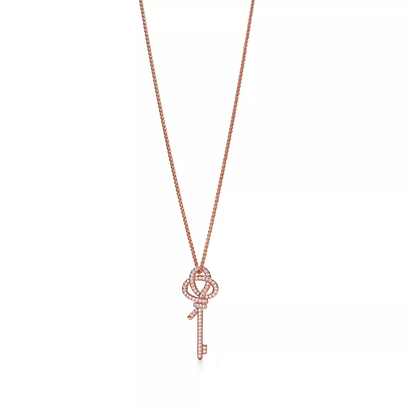 Tiffany Knot Medium Key Pendant in Rose Gold with Diamonds (1:1 replica)