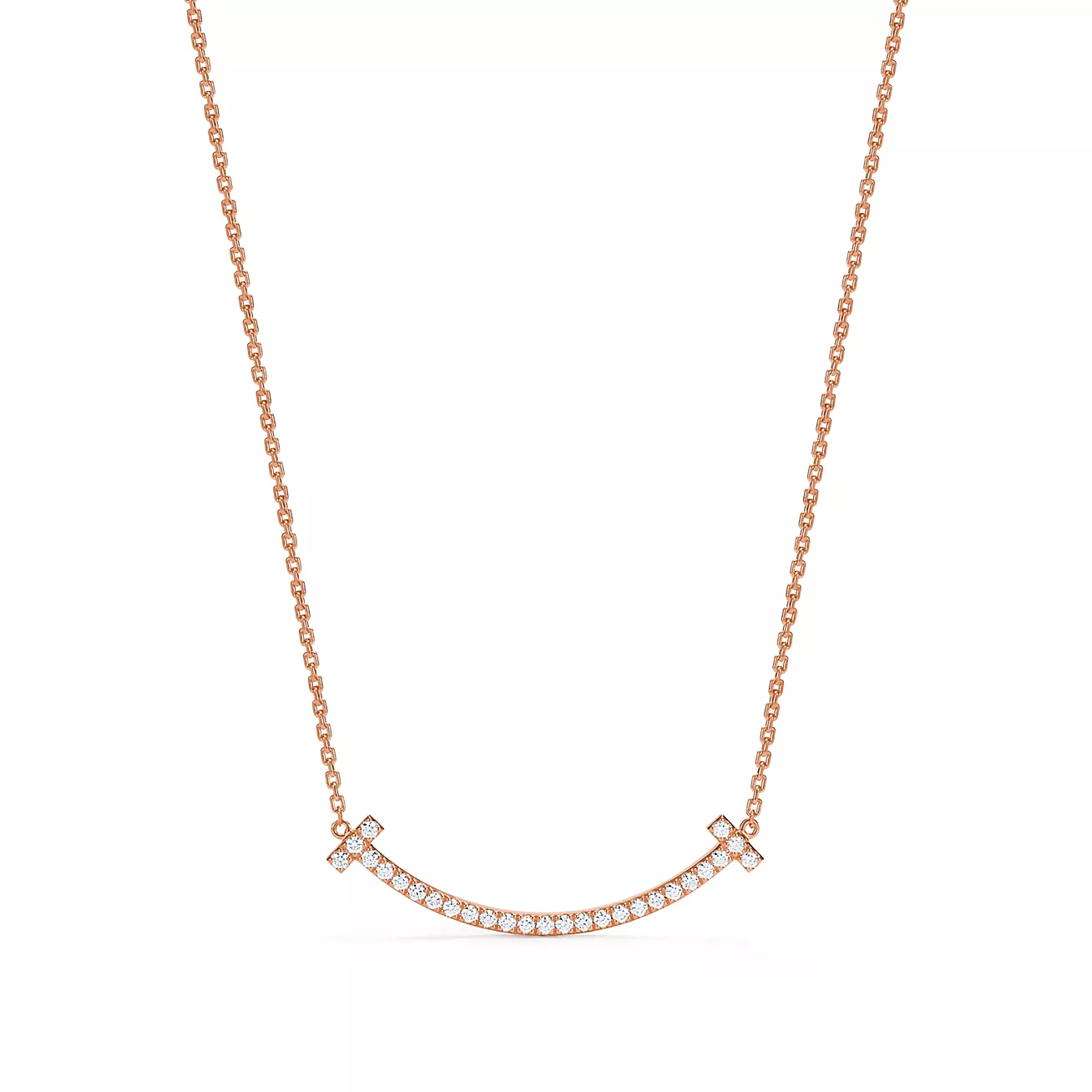 Tiffany T Medium Smile Pendant in Rose Gold with Diamonds (1:1 replica)