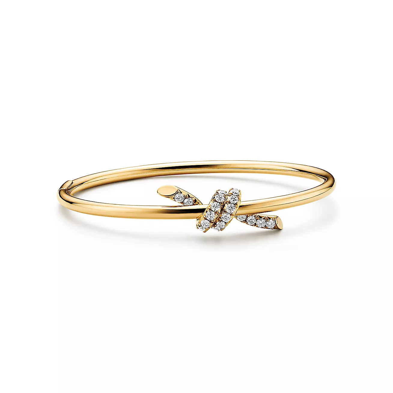 Tiffany Knot Wire Bangle in Yellow Gold with Diamonds (1:1 replica)
