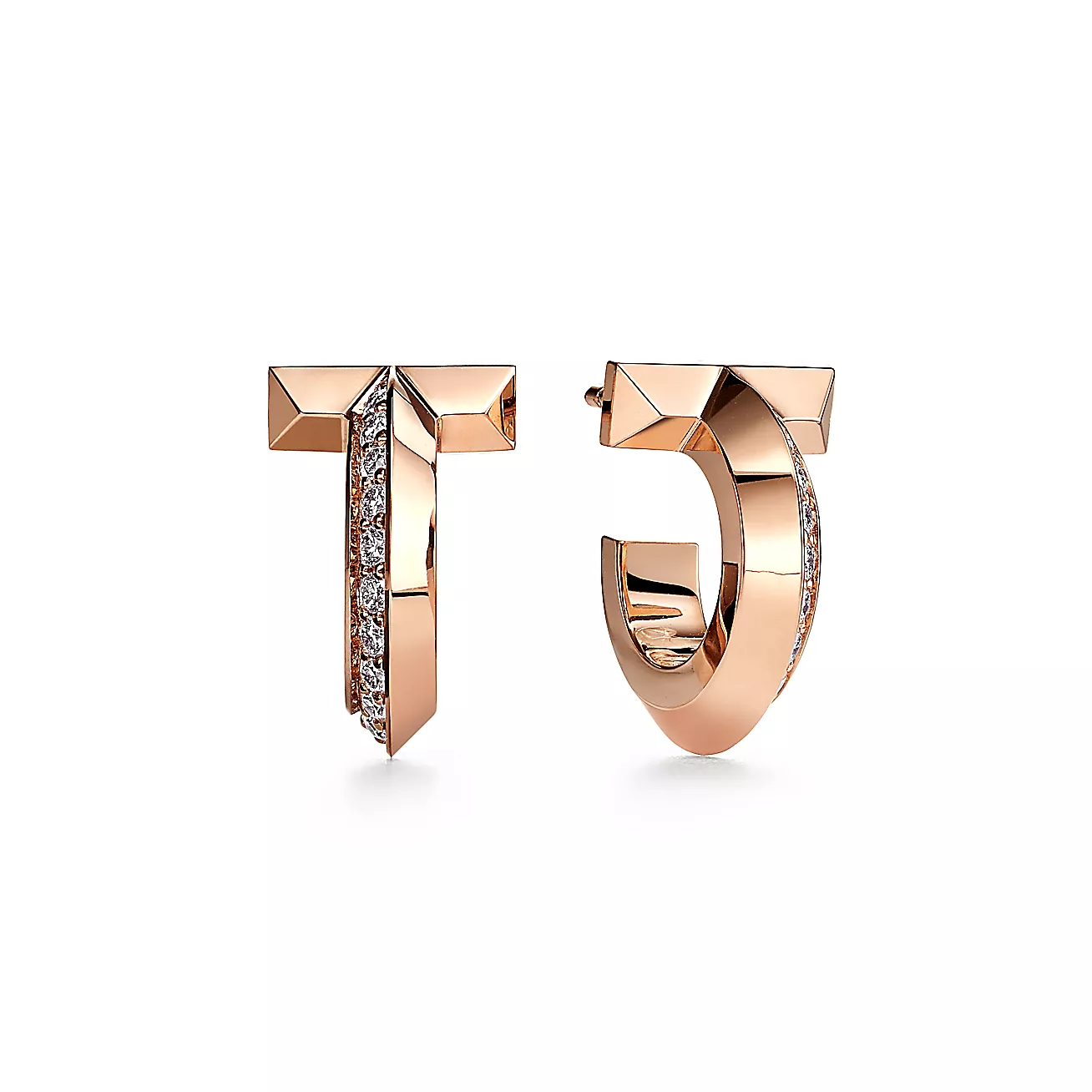 Tiffany T T1 Hoop Earrings in Rose Gold with Diamonds (1:1 replica)
