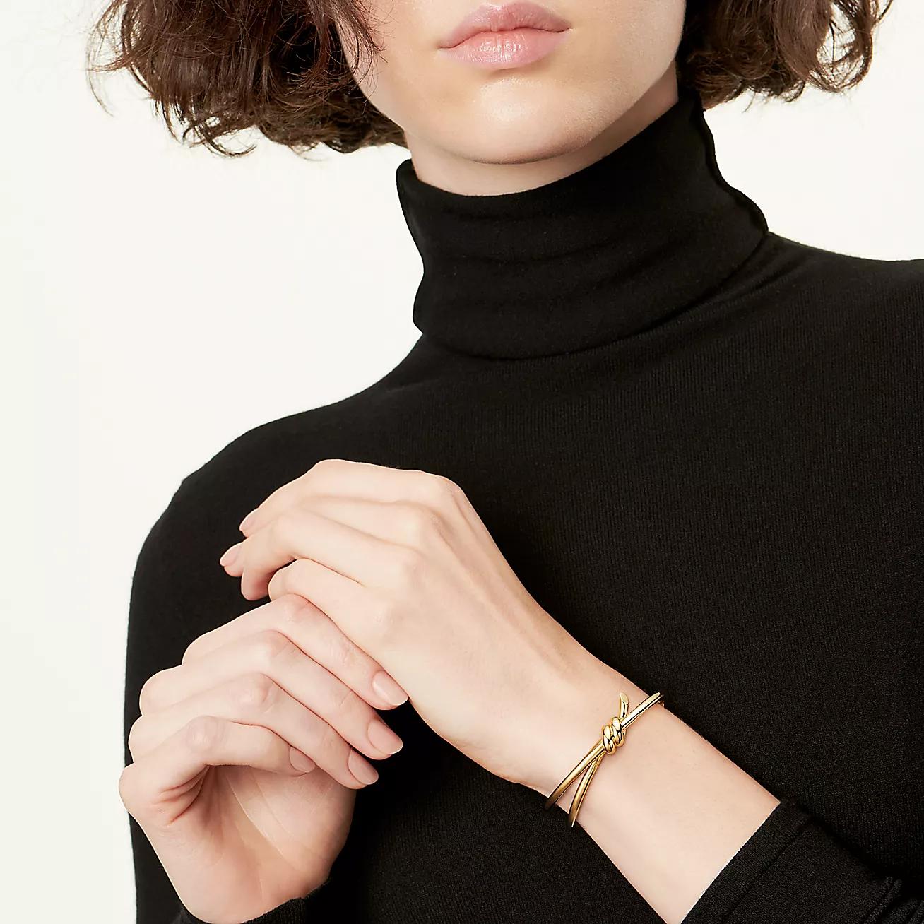 Tiffany Knot Double Row Hinged Bangle in Yellow Gold (1:1 replica)