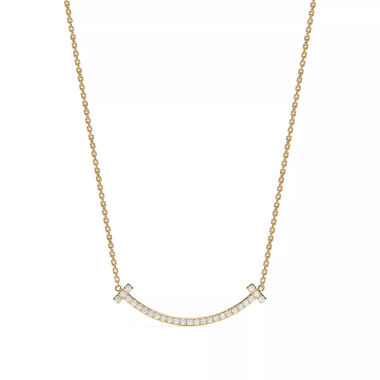 Tiffany T Medium Smile Pendant in Gold with Diamonds (1:1 replica)