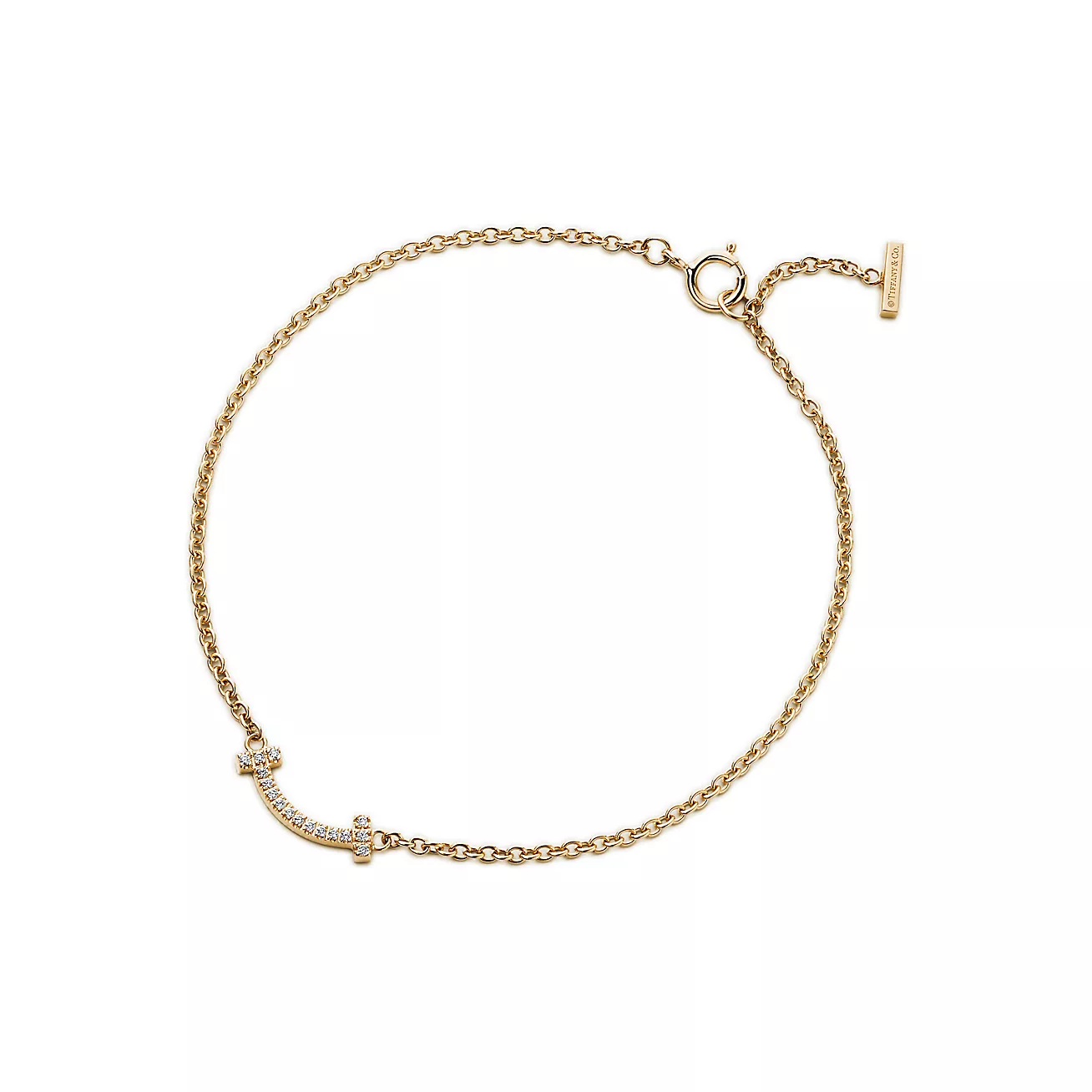 Tiffany T Smile Bracelet in Yellow Gold with Diamonds (1:1 replica)