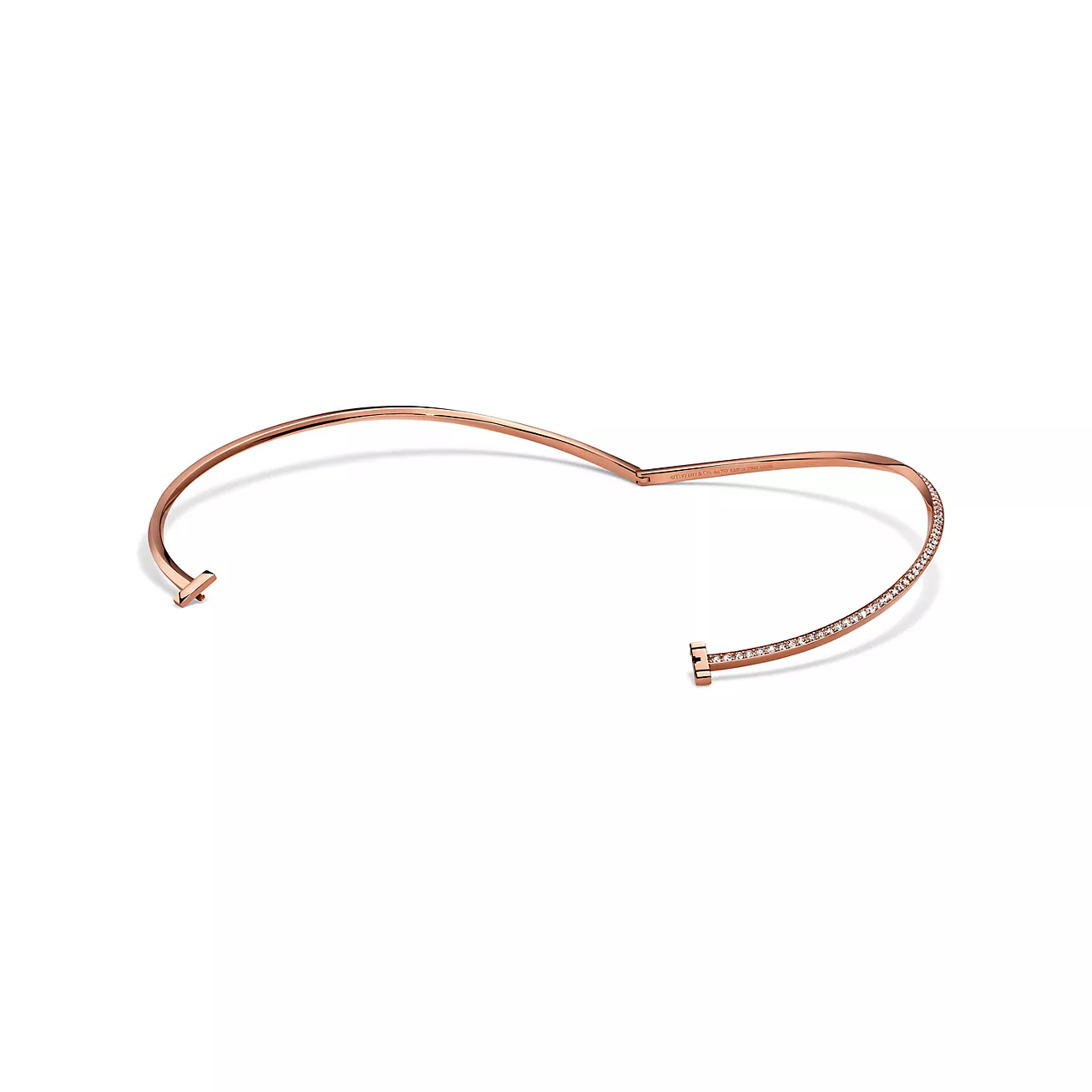 Tiffany T T1 Half Diamond Necklace in Rose Gold (1:1 replica)