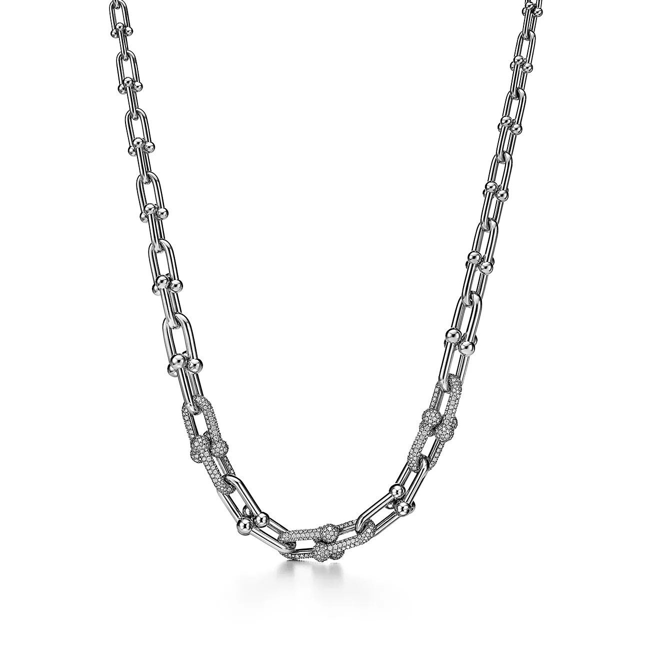 Tiffany HardWear Graduated Link Necklace in White Gold with Pavé Diamonds (1:1 replica)