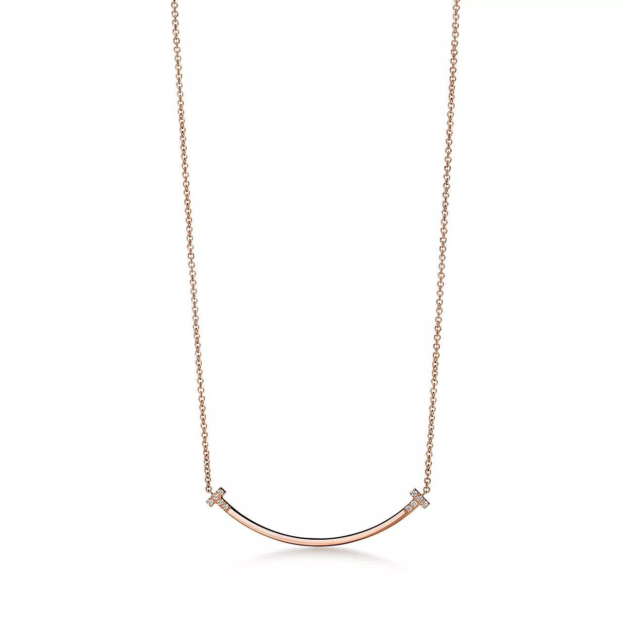 Tiffany T Smile Small Pendant in Rose Gold with Diamonds (1:1 replica)