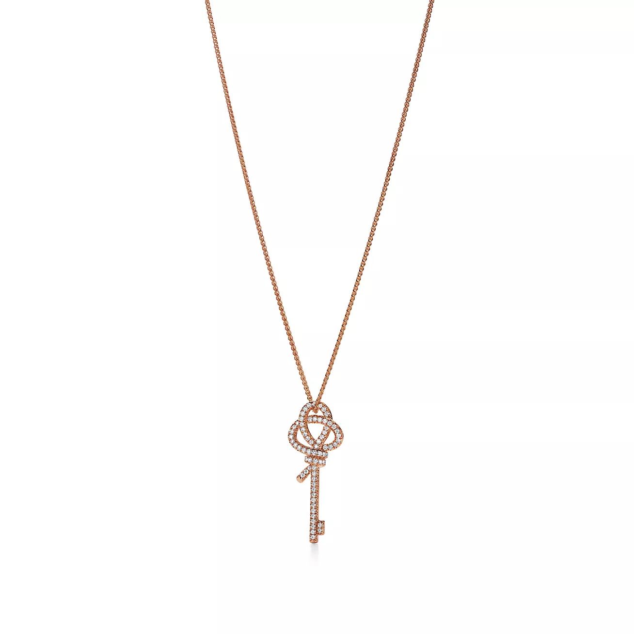 Tiffany Knot Large Key Pendant in Rose Gold with Diamonds (1:1 replica)