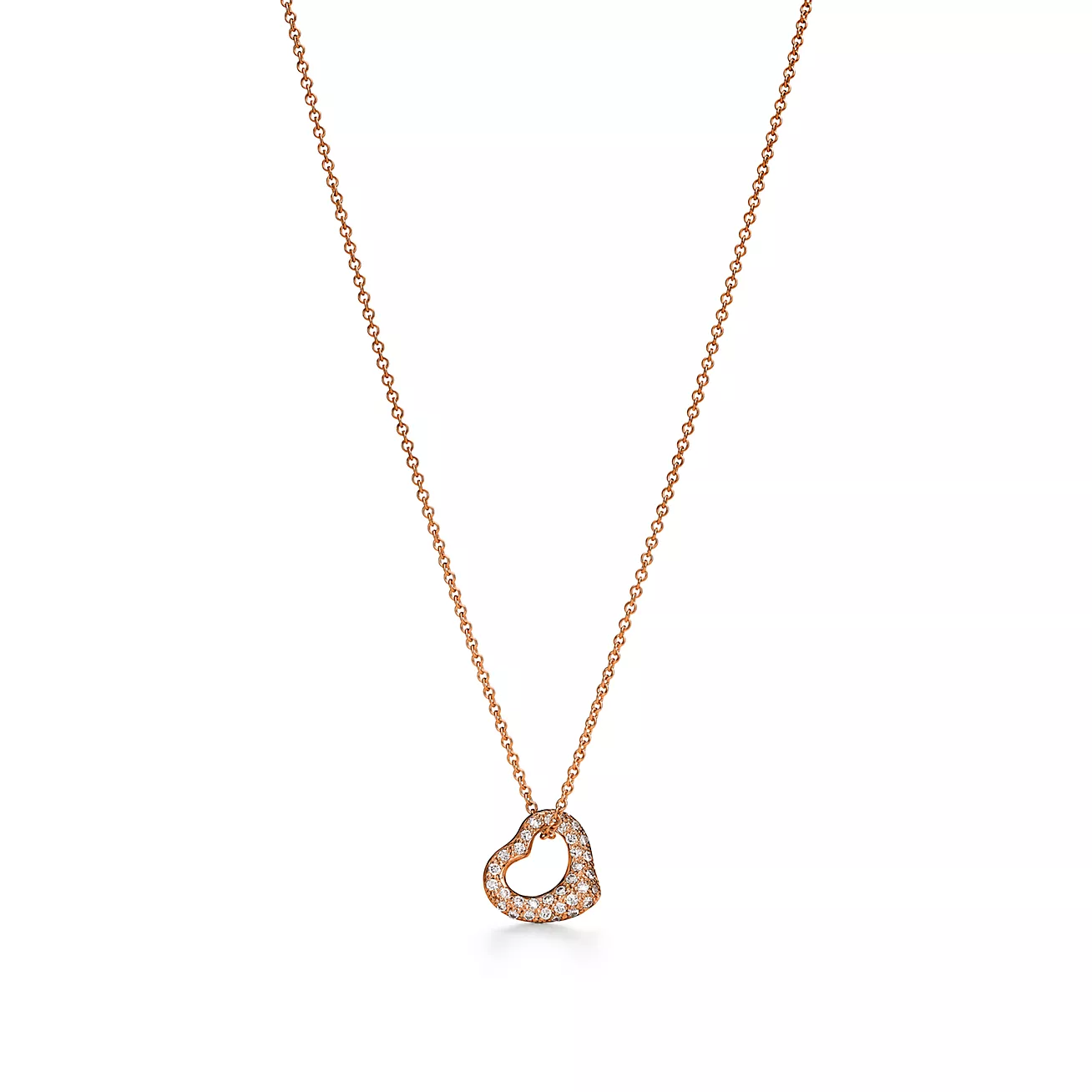Tiffany Open Heart Pendant in Rose Gold with Diamonds (1:1 replica)