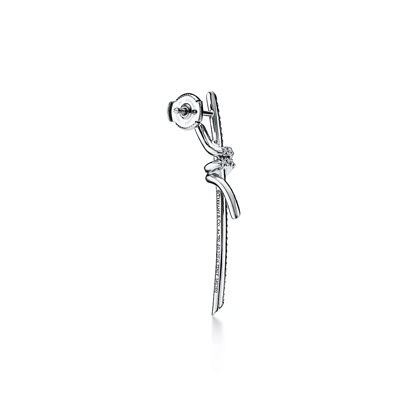Tiffany Knot Drop Earrings in White Gold with Diamonds (1:1 replica)