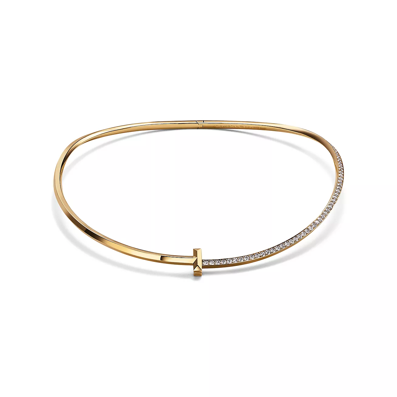Tiffany T T1 Half Diamond Necklace in Yellow Gold (1:1 replica)