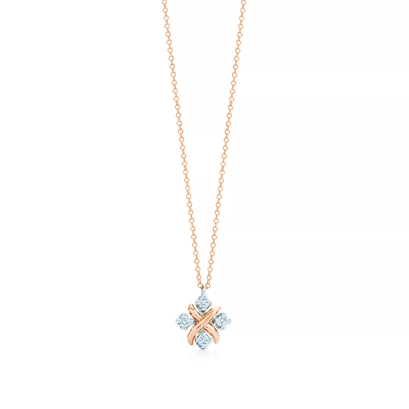 Sixteen Stone by Tiffany Pendant in Rose Gold and Platinum with Diamonds (1:1 replica)