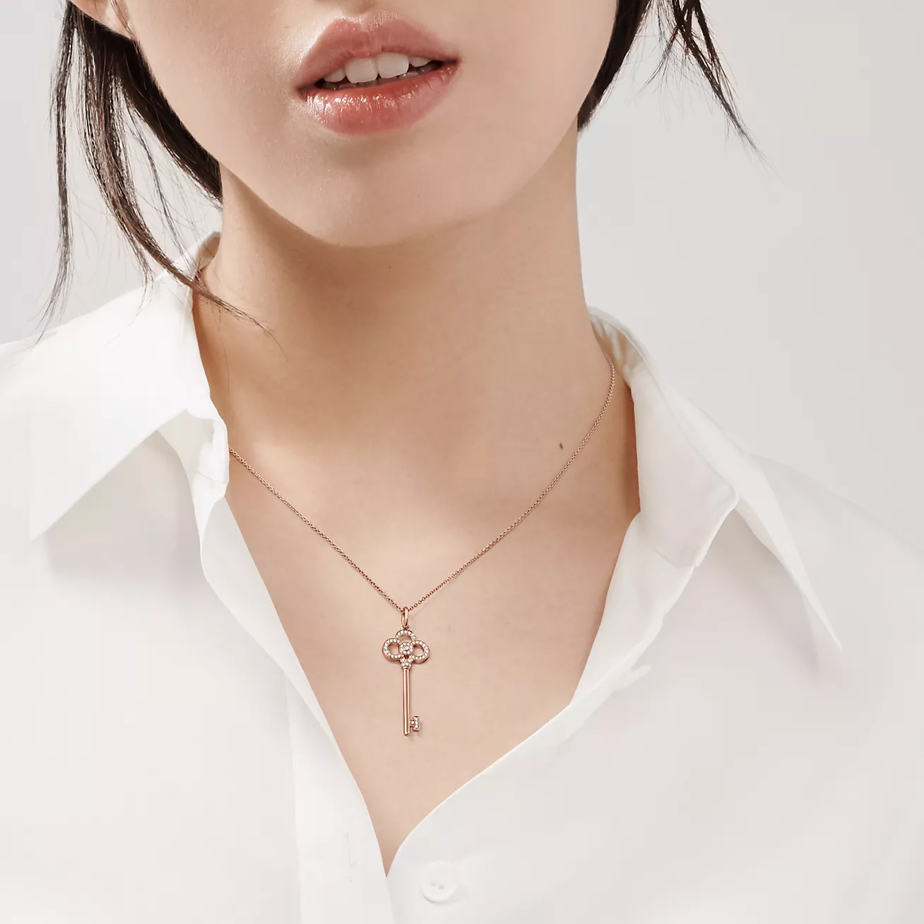 Tiffany Keys Crown Key in Rose Gold with Diamonds, 1.5