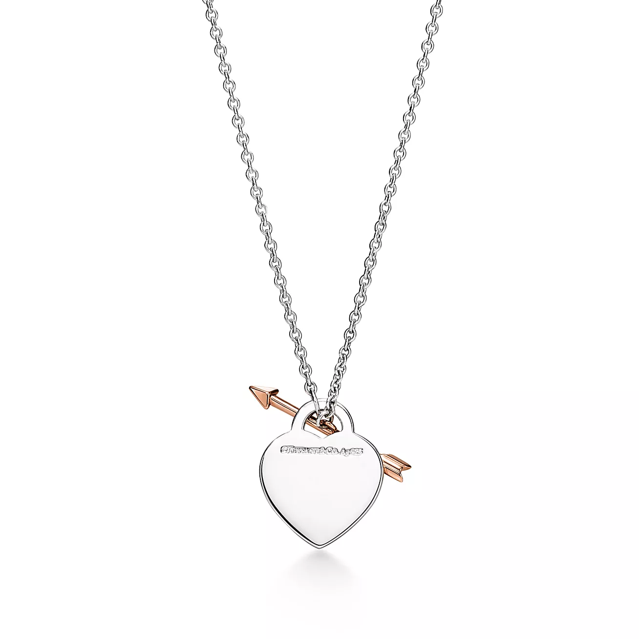 Return to Tiffany® Lovestruck Heart Tag Pendant in Silver and Rose Gold, Medium (1:1 replica)