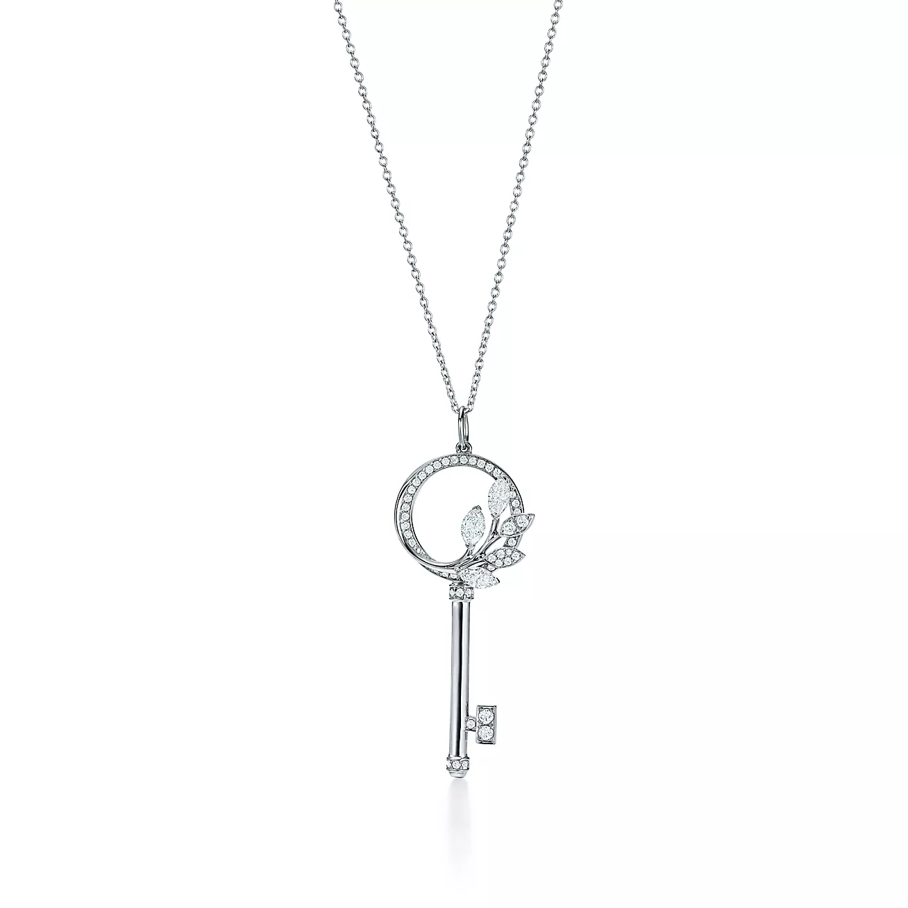 Tiffany Keys Tiffany Victoria® Diamond Vine Circle Key in Platinum (1:1 replica)