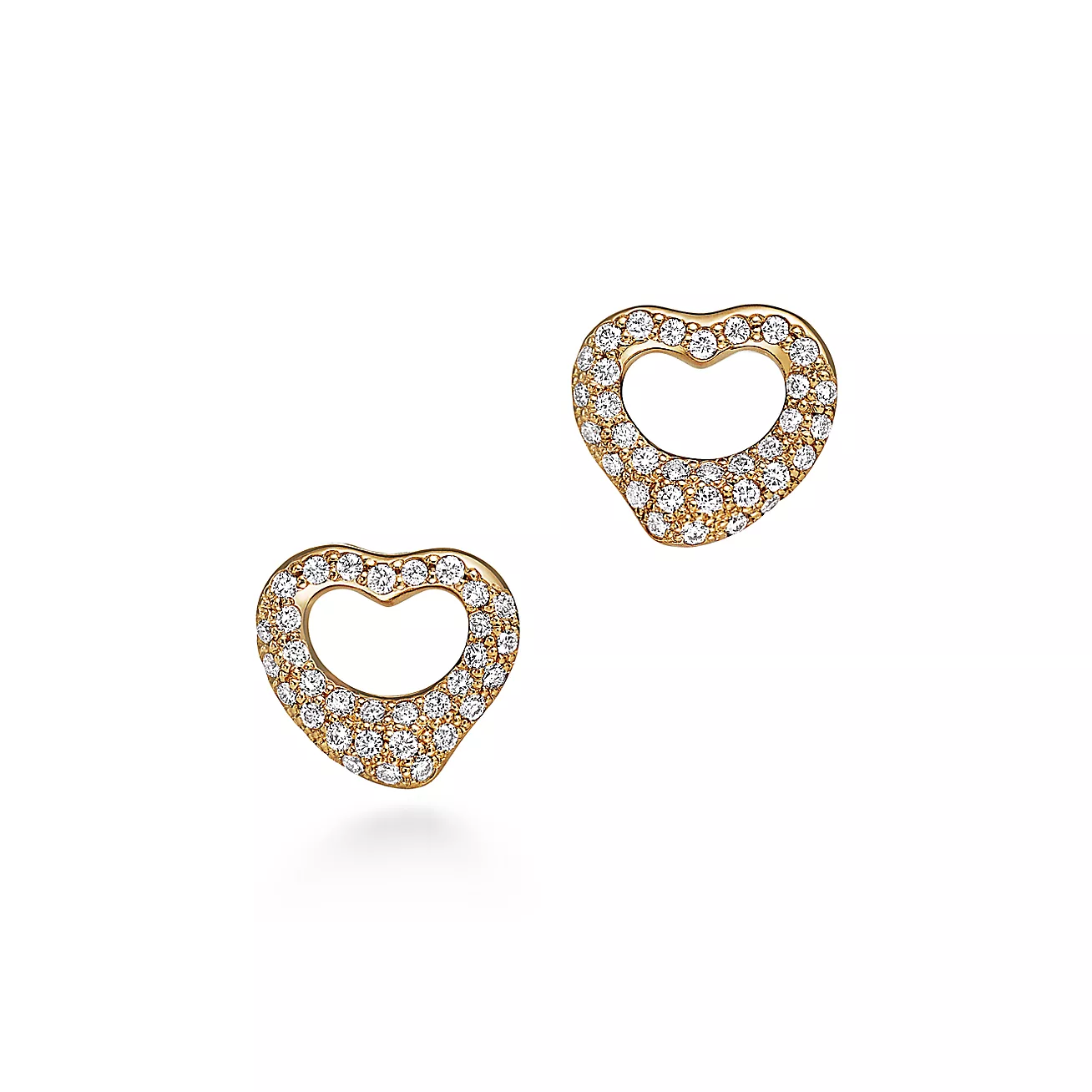 Tiffany Elsa Peretti® Open Heart Earrings in Yellow Gold with Pavé Diamonds (1:1 replica)