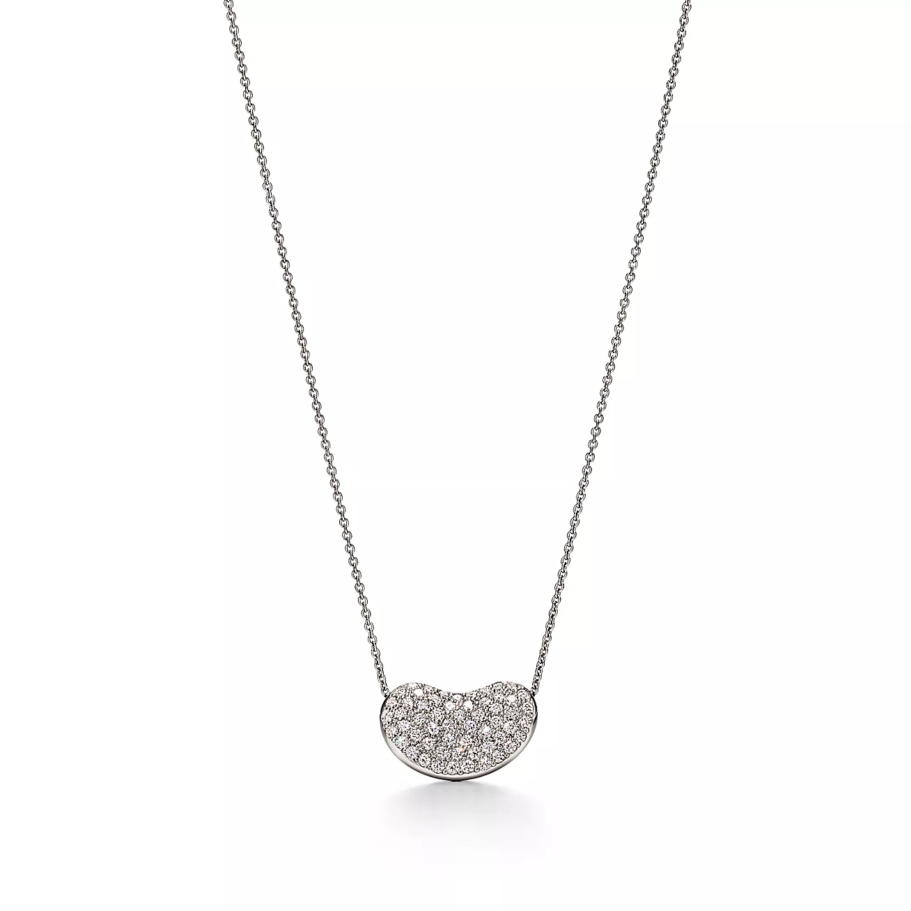 Tiffany Bean® design Pendant in Platinum with Pavé Diamonds, 18 mm (1:1 replica)